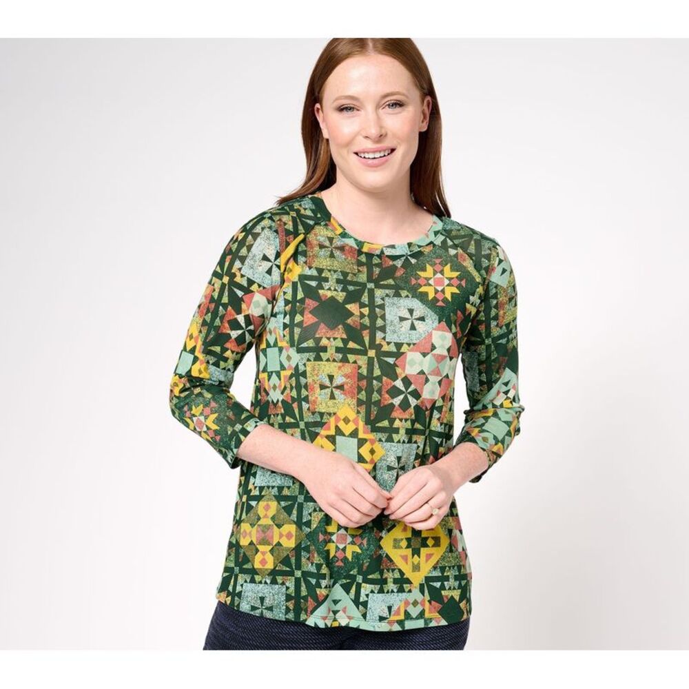 Gloria Vanderbilt Women's Top Sz XS Crew Neck Mesh Multi-colored A614084